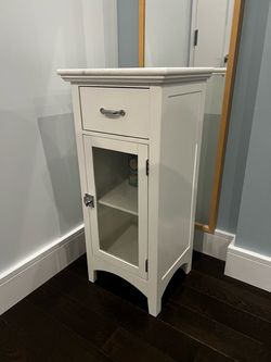 White Wood Floor Cabinet with Glass Door