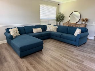 Black Label Home Oversized Deep Blue Sectional Sofa with Chaise