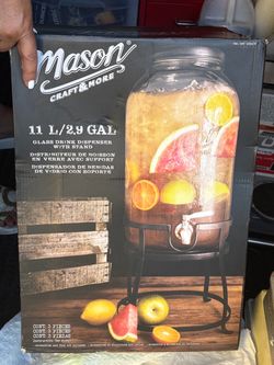 Mason Craft & More Glass Drink Dispenser with Stand