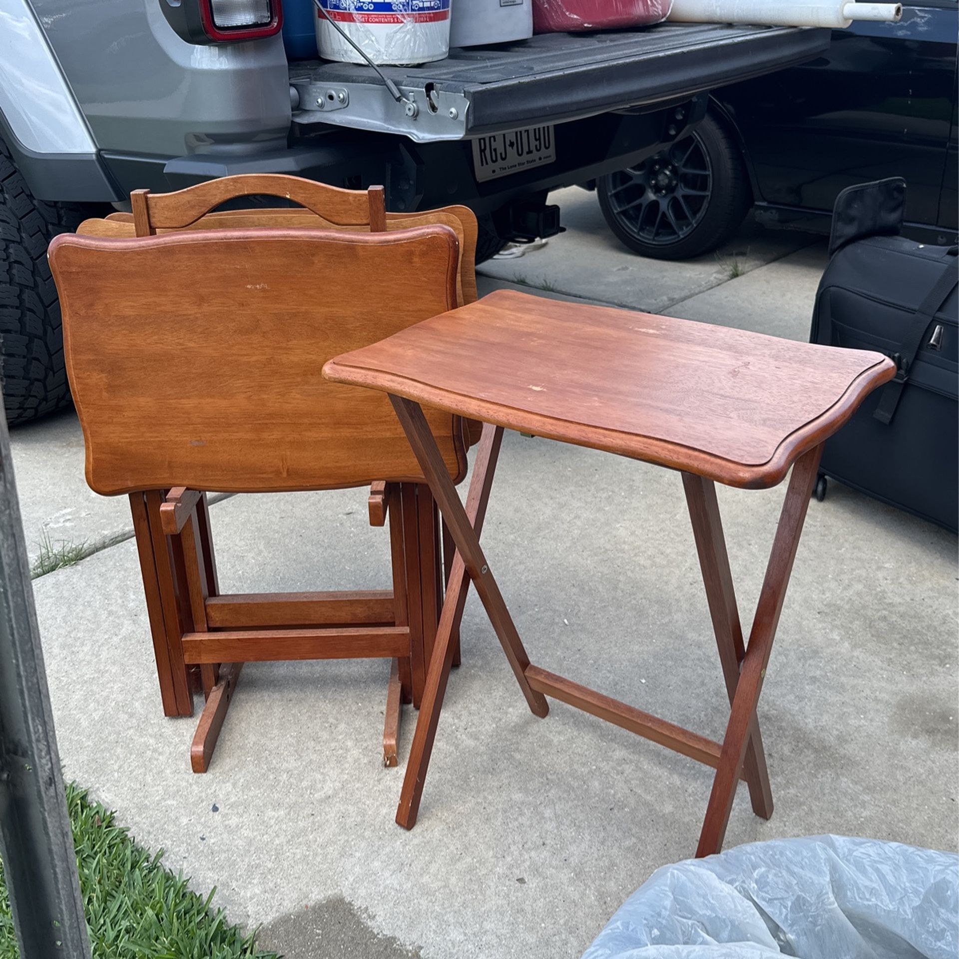 Wooden Tables Foldable Set Of W/rack