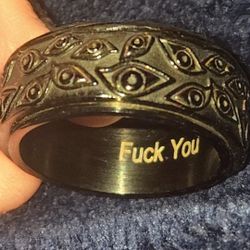 Men's Black Stainless Steel "Evil Eye"  Spinner Ring