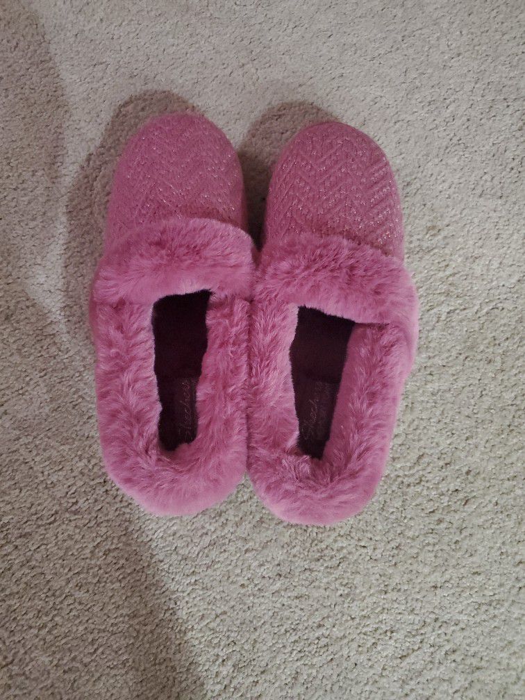 Skechers Shoes,skechers Mauve Memory Foam Slippers,size:8 Pink