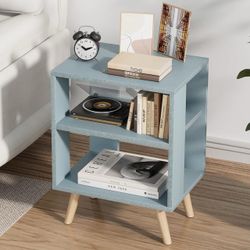 2-Tier Modern End Table Nightstand, Blue