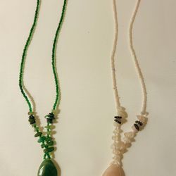 Set of 2 Handmade Necklaces – Pink and Green
