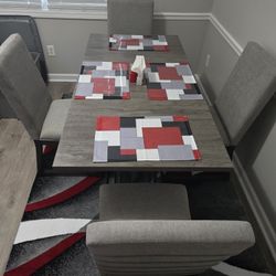 Grey Woodlike Color, Dinette Table W/4 Chairs