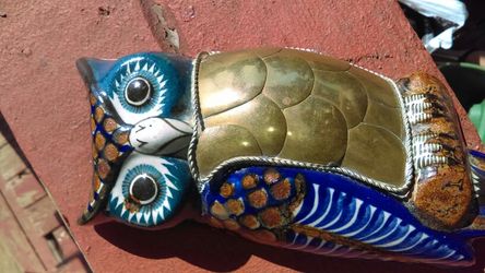 Brass and blue owl