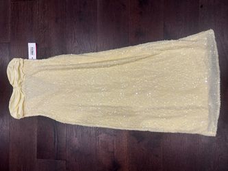 NWT Beginning Boutique Yellow Sequin Strapless Maxi Dress US 4 / AU 8