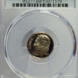 1994 S Roosevelt Dime  PCGS PR69DCAM #579 Transparent Pricing