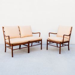 Restored 1960s Ole Wanscher Colonial Sofa & Easy Chair in Mahogany