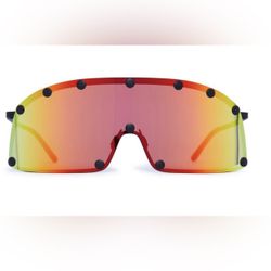 Rick Owens Shielding Black/Rainbow Sunglasses NWOT W/Case MSRP $735 