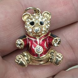 Swarovski Enameled Teddy Bear 🧸 Charm Pendant 1 Inch 