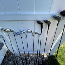 ASSORTED MOSTLY-VINTAGE RH GOLF CLUBS - 14 pcs  — INCLUDES SUN MOUNTAIN STAND GOLF BAG