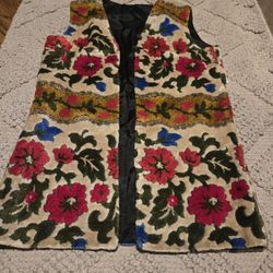Women's 1960' Tapestry Velvet Vest