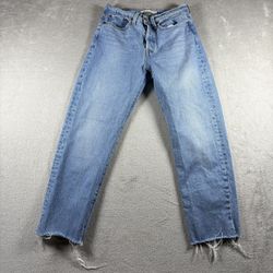 Levis Jeans Women’s 27x26 Blue Denim Wedgie Straight Distressed Button Fly #3402