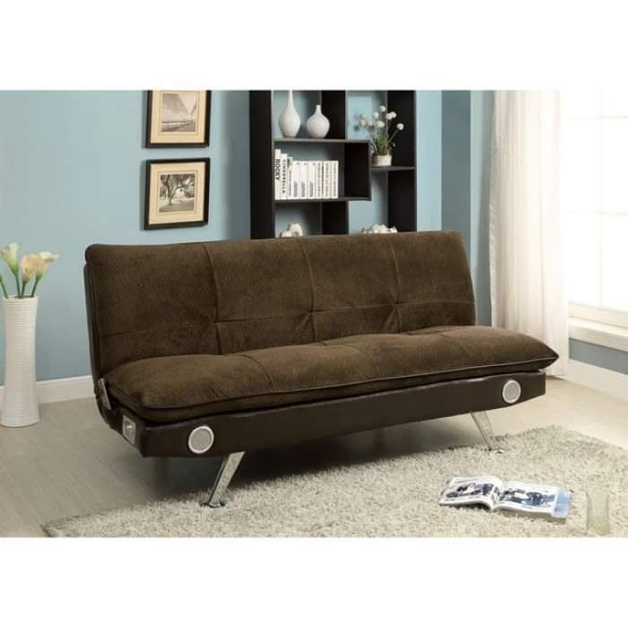 Champion Fabric & Leatherette FUTON SOFA ADJUSTABLE BED BROWN Bluetooth Speakers
