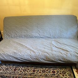 IKEA Sleeper Sofa, with Mattress & Gray Cover