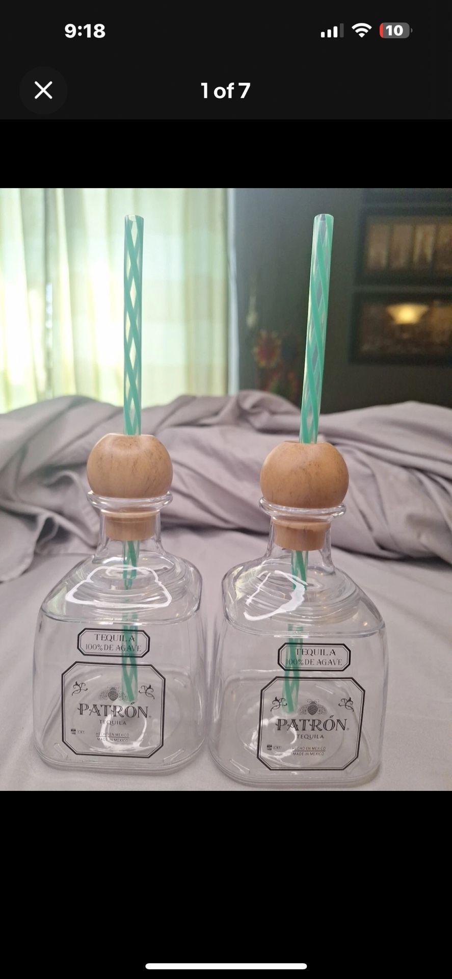 PATRON Tequila Acrylic Bottle W/Straws 11 Oz Lot Set Of 4 Promo MAN CAVE Collection
