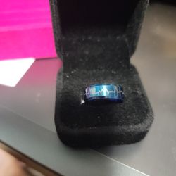 Size 8 Stainless Steel Blue Band With Life Line