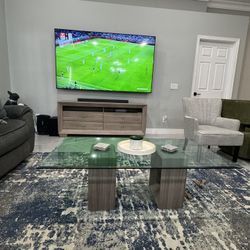 Modern Living Room Set – Glass Coffee Table + Matching TV Stand