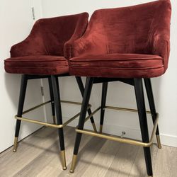 Abbyson Eva Tufted Bar Stool Burgundy