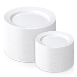 100 pcs White Plastic Plates