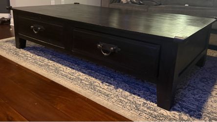 Large dark wooden coffee table