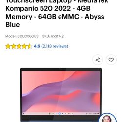 Lenovo - IdeaPad Slim 3 Chromebook Laptop - 14" Touchscreen  - 4GB Mem, 64GB, Abyss Blue