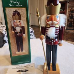 VINTAGE Traditions WOODEN NUTCRACKER IN ORIGINAL BOX 14.5" TALL