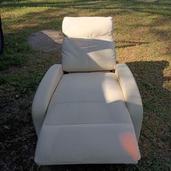 Beige leather recliner