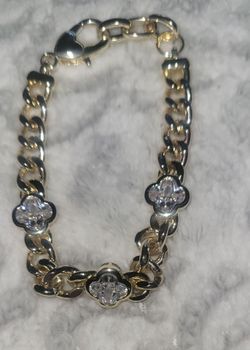 Bracelet Cubic Zirconia & Stainless Steel Clover
