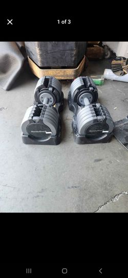 Nordictrack Adjustable dumbbells, 55lbs each  -> increase by 2.5.lbs increments