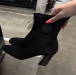 Hermes ankle leather knit boots