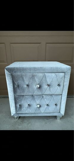 Gray Upholstered Plush Night Stand 26W x 19D x 28H