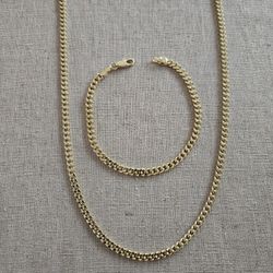 18k Gold Filled Cuban Link Set