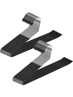 Zober Pants Hanger, Non-slip Open-ended Chrome Metal Hangers, 20pk, Black NEW