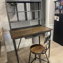 World Market Industrial Tall Desk W Chair And Bookshelf 