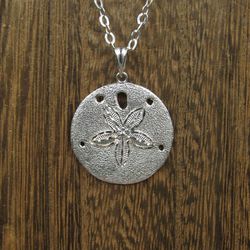18 Inch Sterling Silver Large Sand Dollar Pendant Necklace