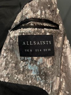 AllSaints Silver Sequin Blazer Size US 4