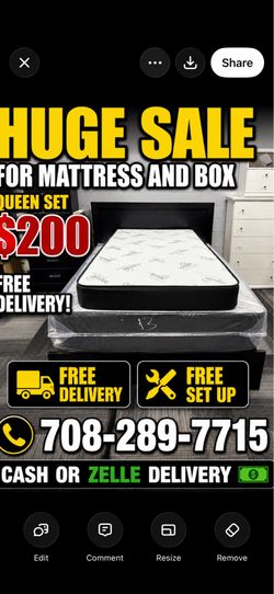 Huge sale for Mattress And Box Twin size #mattress and box 150.$ full 190$ Queen 200$ king 290$. free delivery free set up 708….289…7715… cash or Zell