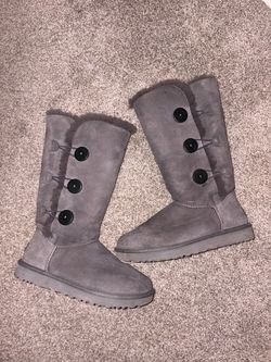 UGG Bailey Button Triplet Boots Gray