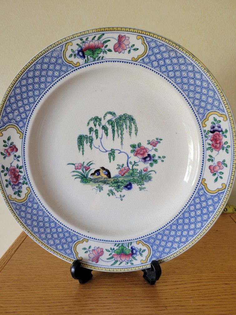 Antique Hand Painted Booths China "Chester" Plate Florals Singbords