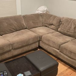 Free Sectional Couch - Taupe Microfiber 