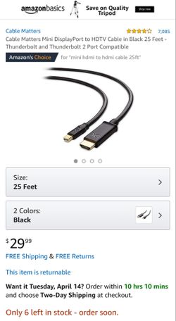 Cable Matters mini display port to hdtv