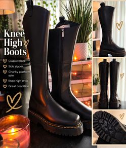 Black Knee High Platform Boots