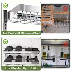 3 Tier Extra Large Stainless Steel Expandable Over The Sink Dish Drainer Drying Rack