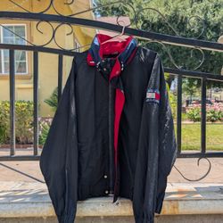 Vintage Tommy Hilfiger Classic Black Windbreaker (Size XL)