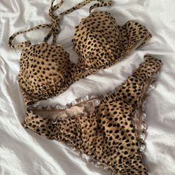 Cheetah Print Swim Suit Bikini Summer 2 Piece