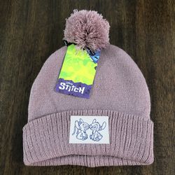 Disney women’s hat Beanie  Stitch  and Angel embroidered pink. One size