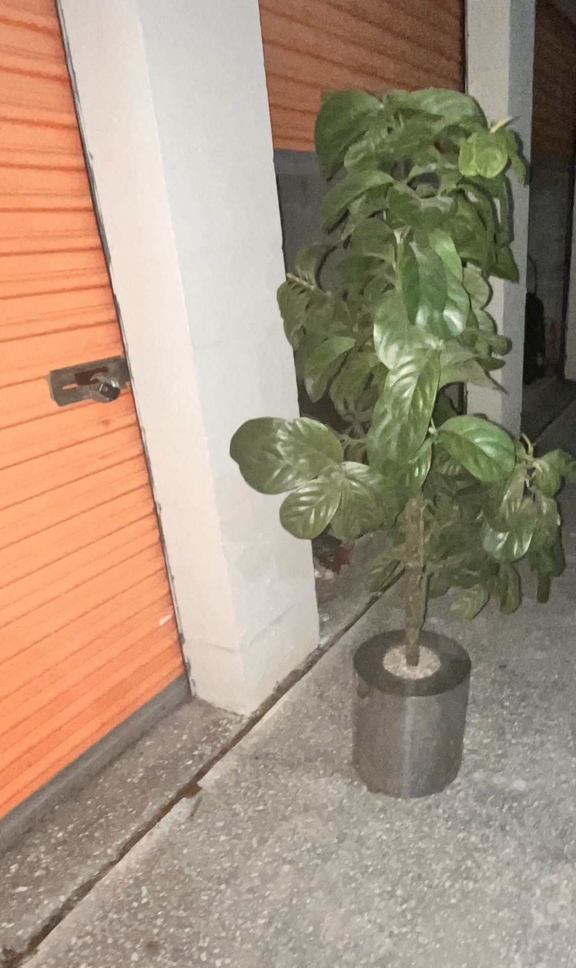 Large Artificial Plant/ In Metal Holder With Rocks