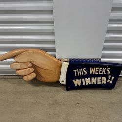 THIS WEEK'S WINNER!  SCRATCH PAINTED WOODEN FOLK ART SIGN DODGEMS WALTZER
